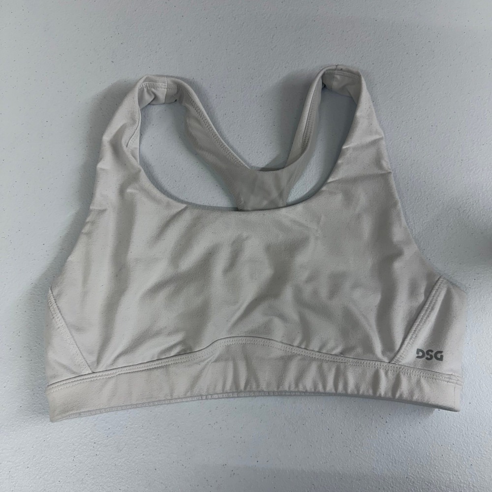 DSG‎ adult white racerback stretch non-padded active athletic sports bra medium